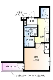 フジパレス西宮甲東園II番館【1階】の間取り