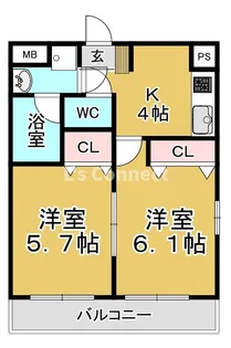 メゾンドゥラフィーネ【2階】の間取り