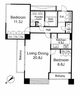 ザ・ウエストミンスター六本木【11階】の間取り