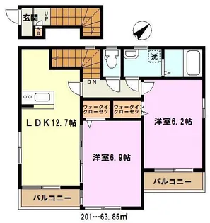 埼玉県戸田市喜沢2【アパート】の間取り