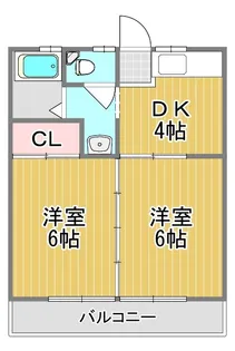 ファッションハイツ☆いわき駅から徒歩7分☆2DK【2階】の間取り