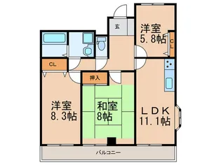 グレイスヴィラ陣原【2階】の間取り