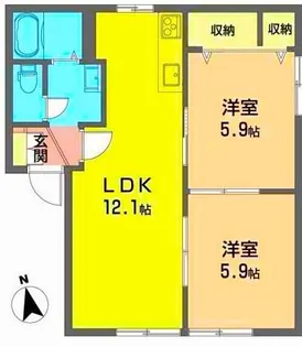 ディアス北今沢【1階】の間取り