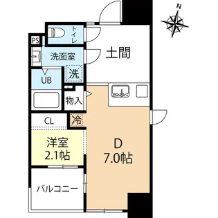 デュオフラッツ西新WEST【8階】の間取り