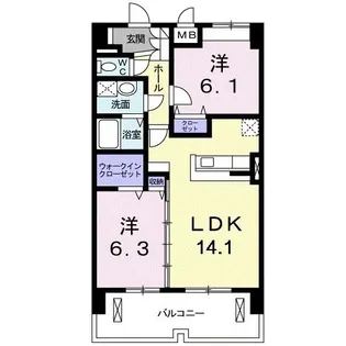 ペットマンションあかやま【5階】の間取り