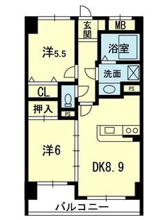 フラワーマンション城西【9階】の間取り