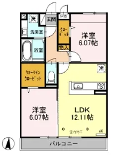 クレセールコンテス仙波【2階】の間取り