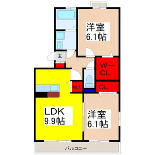 ヴァン・ボヌール中央【1階】の間取り