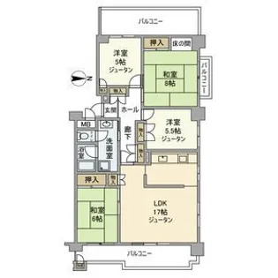 清新南ハイツ12号棟【8階】の間取り