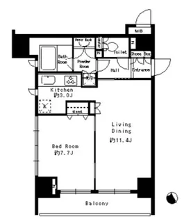 パークルージュ赤坂檜町【11階】の間取り