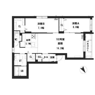 仮)グランメール平和通北2【1階】の間取り