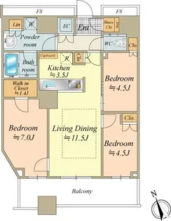KACHIDOKI THE TOWER【49階】の間取り
