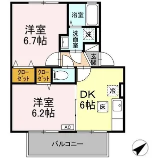 ウィルモアアサイ【1階】の間取り