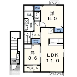 メゾン・リバーサイド【2階】の間取り