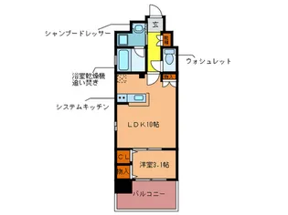 カメリアライジング博多【9階】の間取り