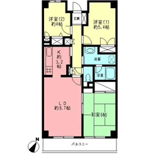 クレスト上永谷【3階】の間取り