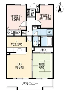 UR奈良・学園前【5階】の間取り
