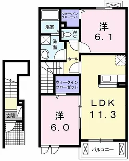 グリシーヌA【2階】の間取り