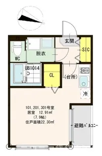 ハーモニーテラス新喜多東III【1階】の間取り