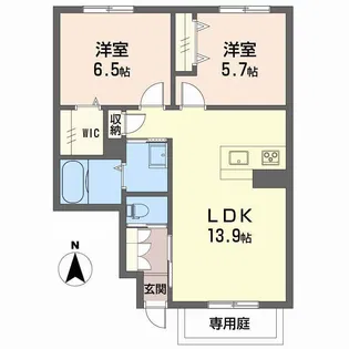 アルフラットひめばら B棟【1階】の間取り
