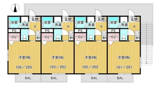 サニーホームズ松【1階】の間取り