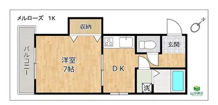 メルローズ「1DK」【3階】の間取り