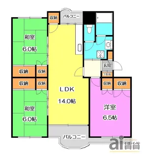 西武狭山グリーンヒル16号棟【1階】の間取り