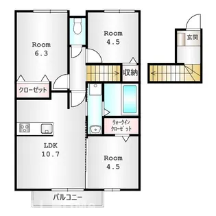群馬県高崎市東貝沢町2【アパート】の間取り