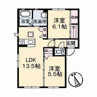 ソレアード A棟【1階】の間取り