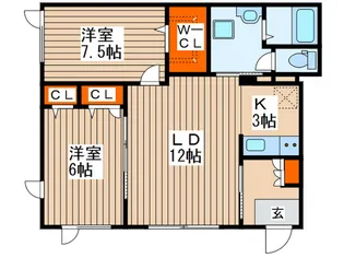 ソレアード山の手B【1階】の間取り