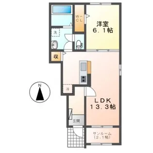 カーサ・アティラン A・B【1階】の間取り