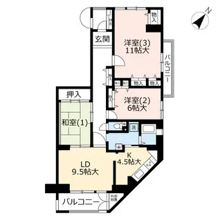 UR港北ニュータウンビュープラザセンター北【7階】の間取り