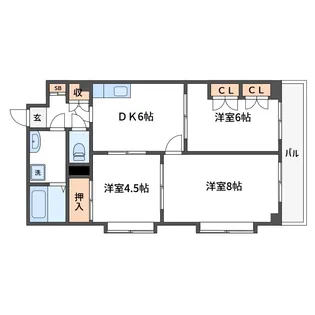 王子サウスウイング【4階】の間取り