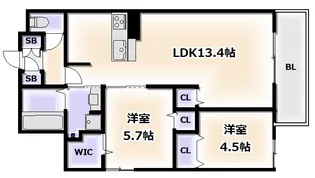 セジュール照ヶ丘【2階】の間取り