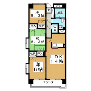 菊田参番館【7階】の間取り