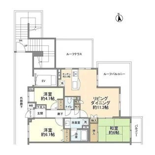 東急ドエルアルス世田谷若林【4階】の間取り