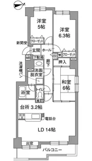 ル・ノール桜【1階】の間取り