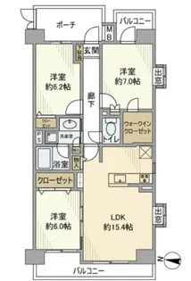 コスモ菊川参番館【3階】の間取り