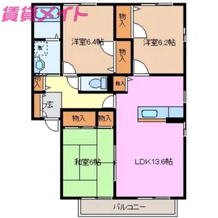 サンポート松寺E棟【1階】の間取り