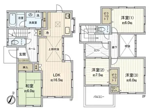 千葉県習志野市花咲2【一戸建】の間取り