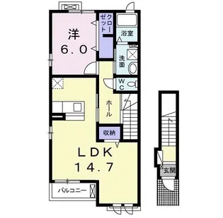 大阪府大阪狭山市茱萸木6【アパート】の間取り
