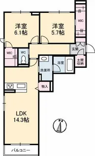 セレーノ庭瀬【3階】の間取り