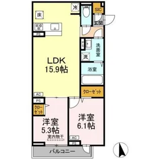 セレスティア竹ノ塚II【1階】の間取り