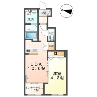 仮)白河中野山アパート【1階】の間取り