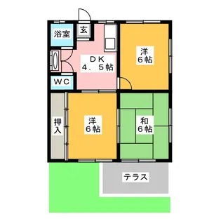 ニューハイツきりんB棟【1階】の間取り
