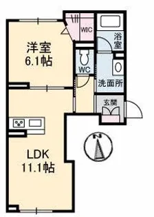 ベレオガーデンズ平田【1階】の間取り