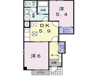コーポことぶきC【1階】の間取り