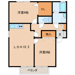 ノイホーフ若宮弐番舘【2階】の間取り