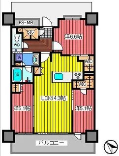 URAWA THE TOWER【25階】の間取り