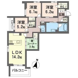 【新築】アルフェリーチェ【SHM】【3階】の間取り
